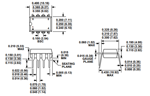 8-Lead Plastic Dual In-Line Package [PDIP]Narrow Body